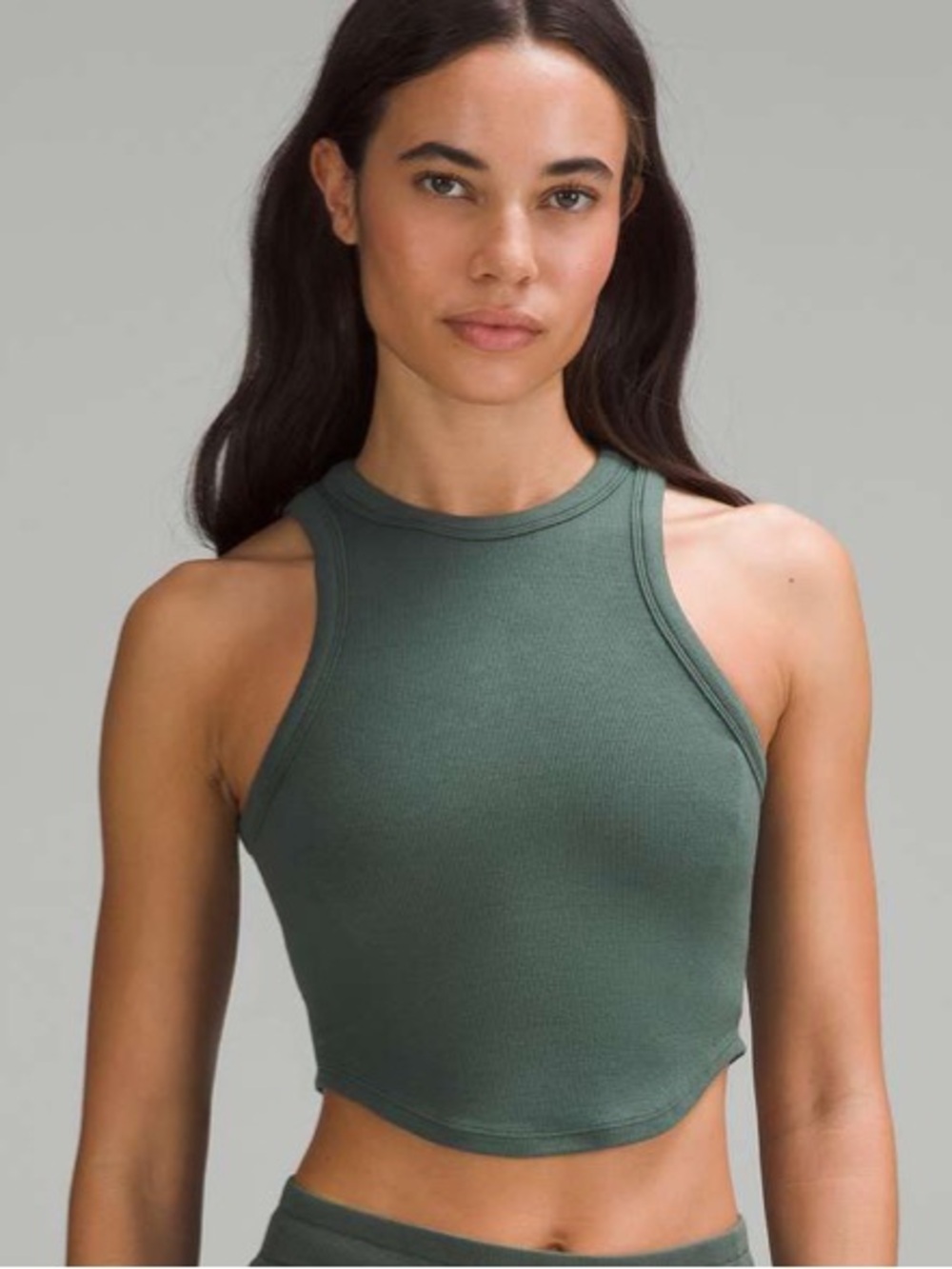 Lululemon Hold Tight Cropped Ribbed Tank Top Dark Forest Size 8 Medium